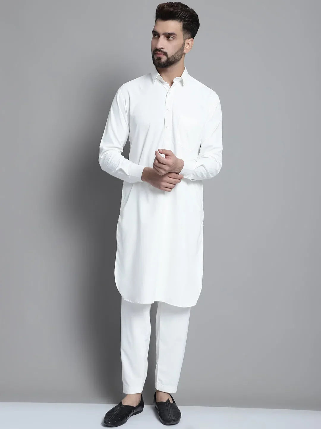 White Cotton Solid Indian Wear JOKP_696White | DesiQlo
