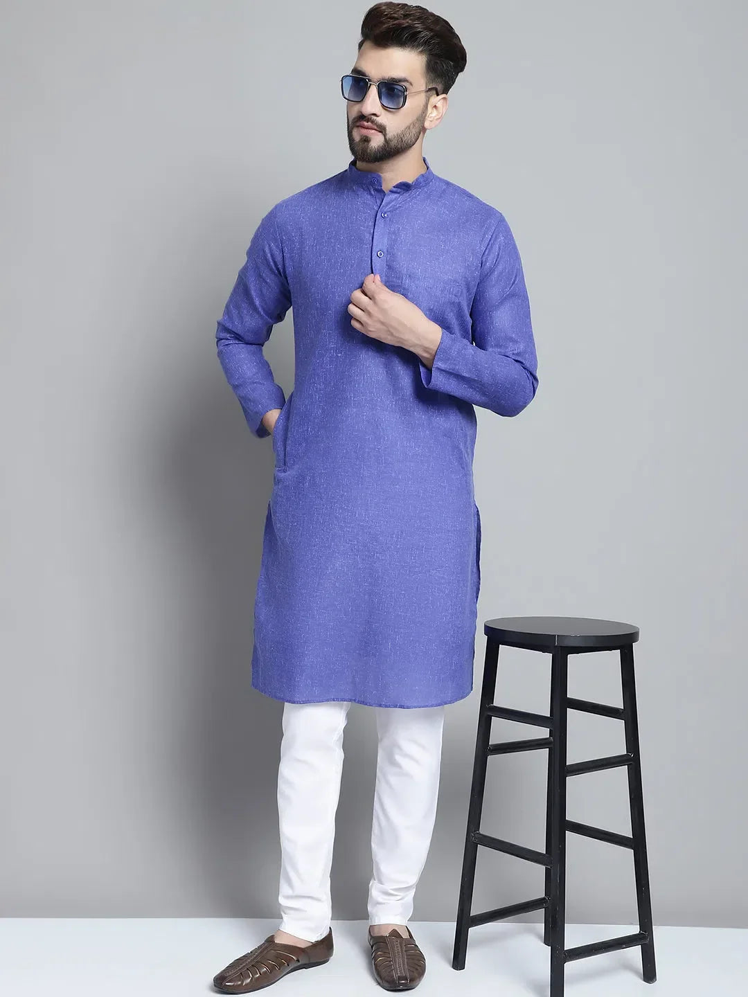 Blue Cotton Solid Indian Wear JOKP_697Blue | DesiQlo