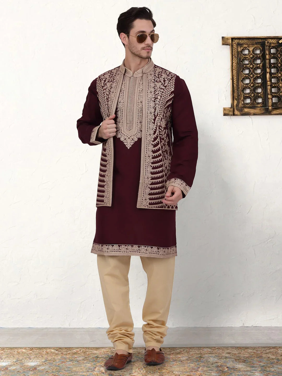 Maroon Silk Solid Indian Wear JOKPWCS_5054Maroon | DesiQlo