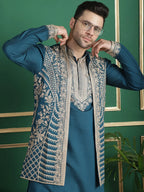 Men's Embroidered Waistcoat and Kurta Pyjama-JOKPWCS-50