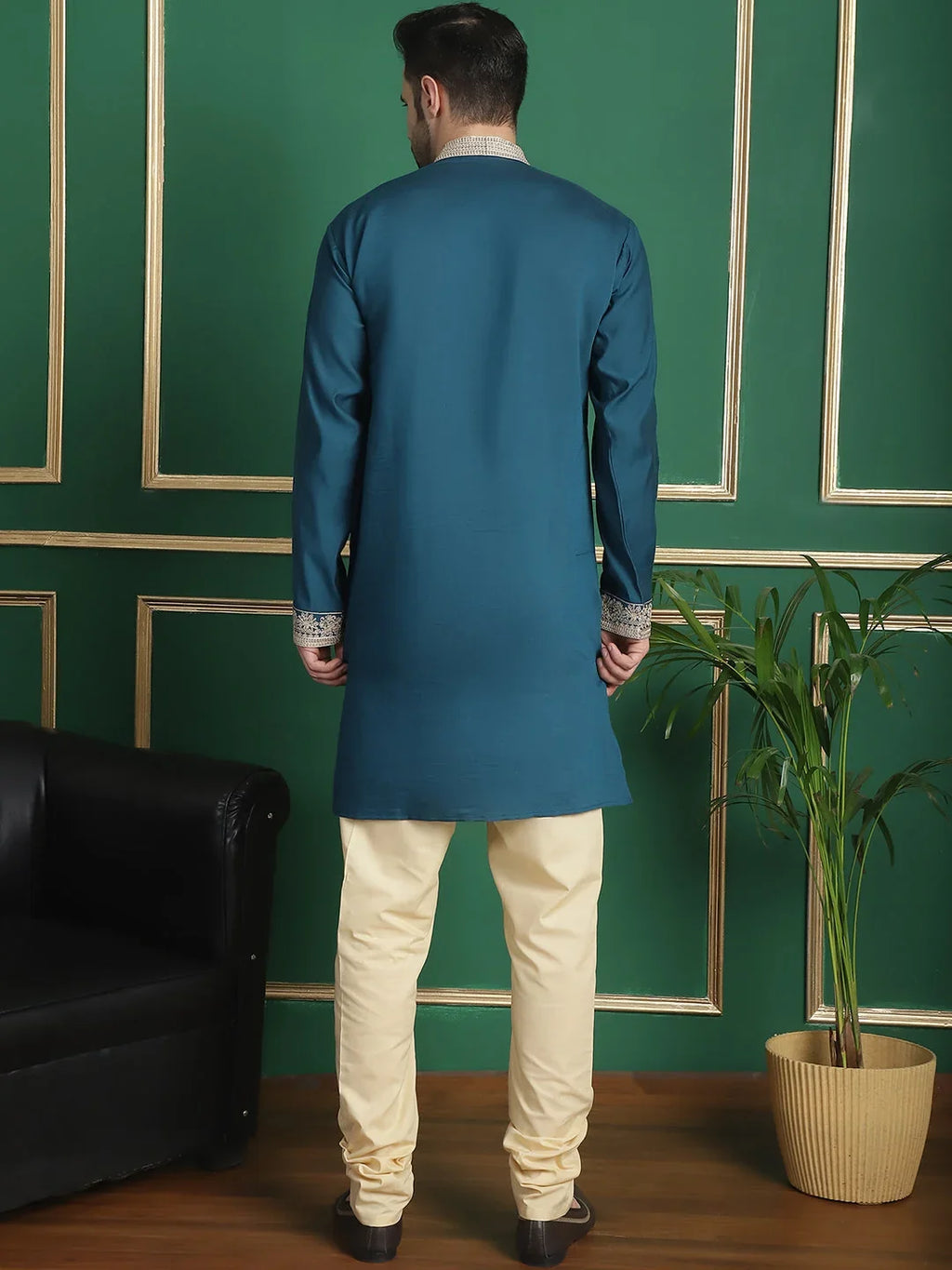 Men's Embroidered Waistcoat and Kurta Pyjama-JOKPWCS-50
