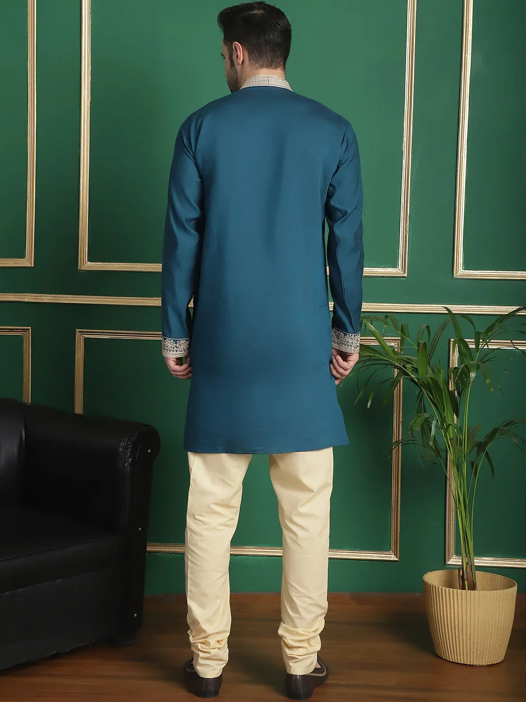 Men's Embroidered Waistcoat and Kurta Pyjama-JOKPWCS-50