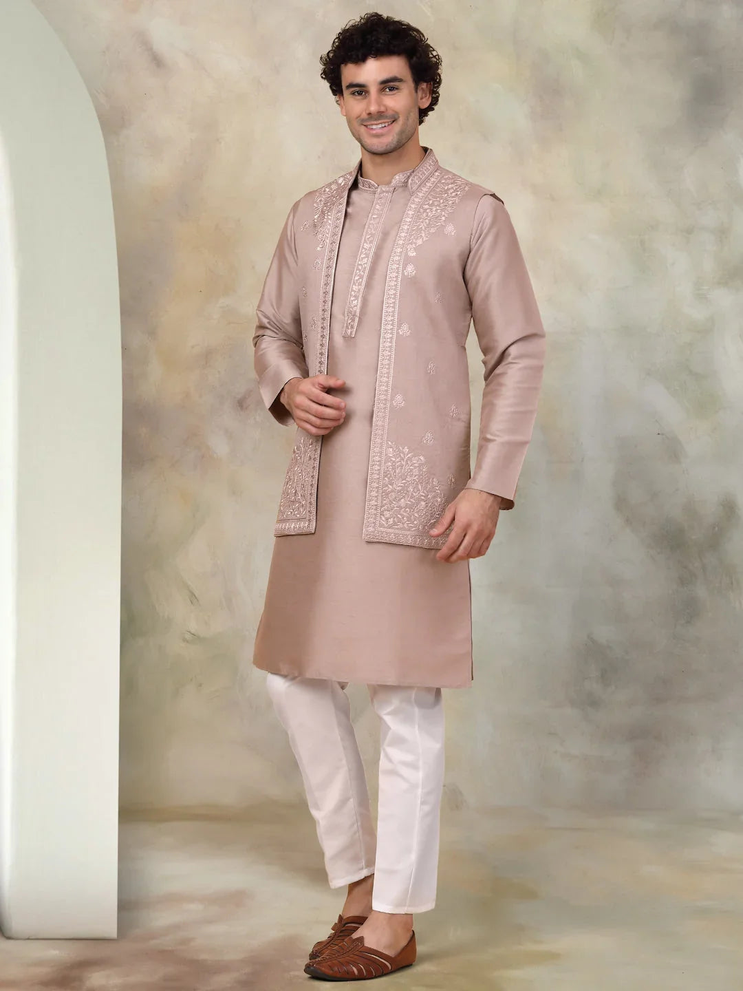 Brown Silk Solid Indian Wear JOKPWCS_5062Bronze | DesiQlo