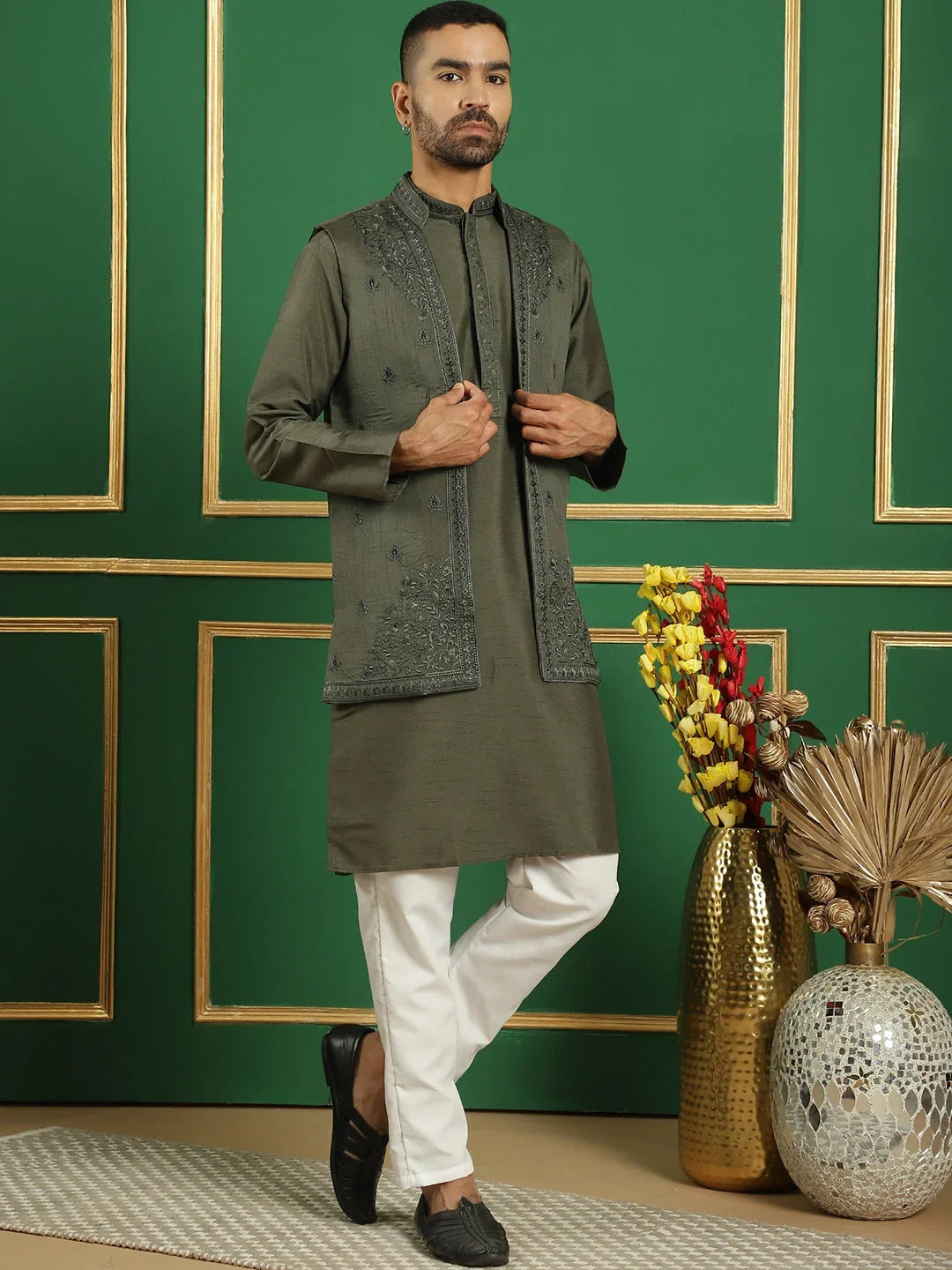 Grey Silk Solid Indian Wear JOKPWCS_5062Grey | DesiQlo
