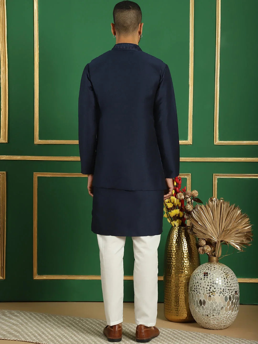 Blue Silk Solid Indian Wear JOKPWCS_5062Navy | DesiQlo