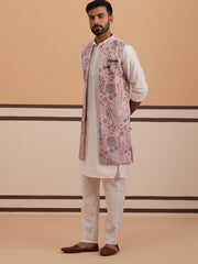 Festive Floral Embroidered Shrug Kurta Set ( JOKPWCS 592W 4143 W 4143Peach )
