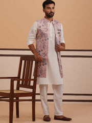 Festive Floral Embroidered Shrug Kurta Set ( JOKPWCS 592W 4143 W 4143Peach )