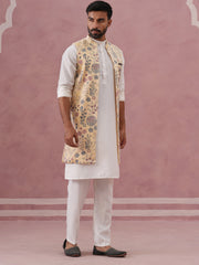 Festive Floral Embroidered Shrug Kurta Set (JOKPWCS 592W 4143 Yellow )