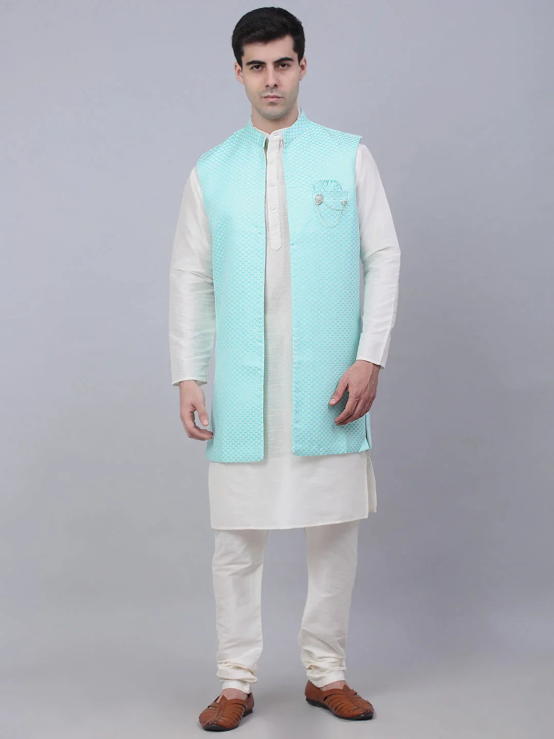 Blue Cotton Solid Indian Wear JOKPWCS_W-D_4067Sky | DesiQlo
