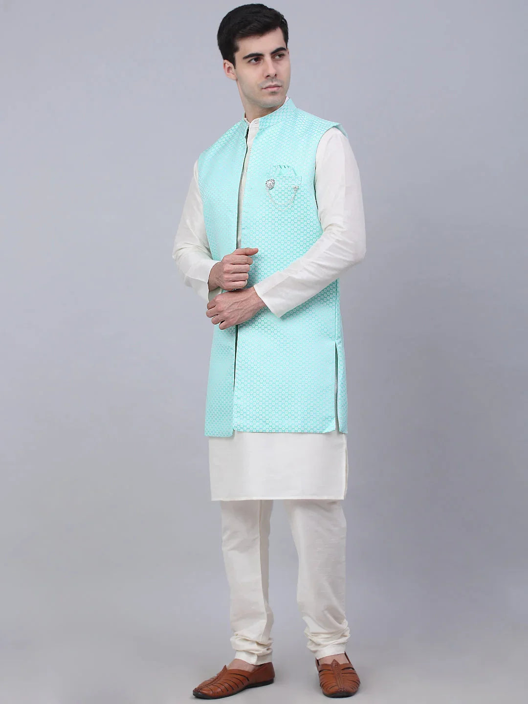 Blue Cotton Solid Indian Wear JOKPWCS_W-D_4067Sky | DesiQlo