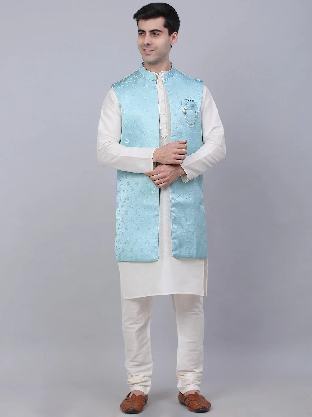 Blue Cotton Solid Indian Wear JOKPWCS_W-D_4068Sky | DesiQlo