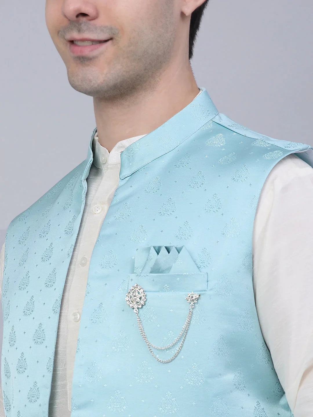 Blue Cotton Solid Indian Wear JOKPWCS_W-D_4068Sky | DesiQlo