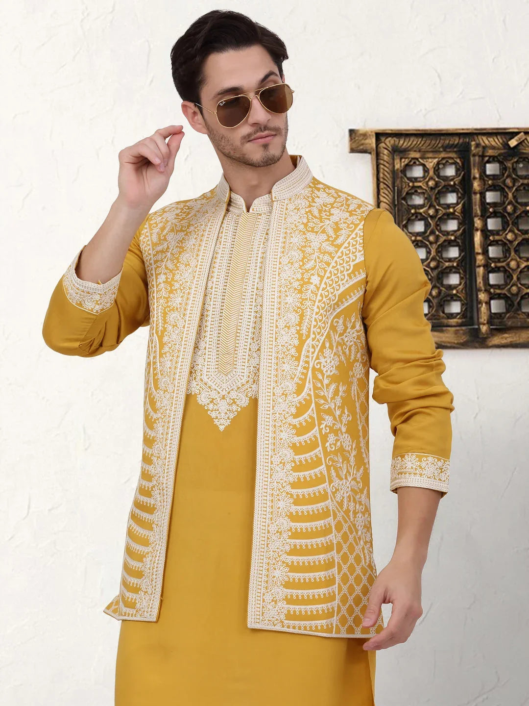 Yellow Silk Solid Indian Wear JOKPWCS_W_5054Mustard | DesiQlo
