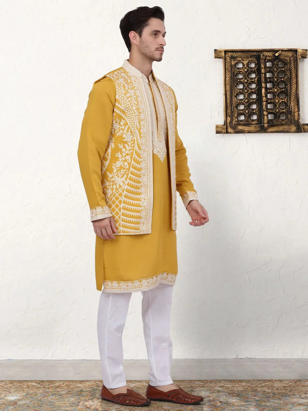 Yellow Silk Solid Indian Wear JOKPWCS_W_5054Mustard | DesiQlo