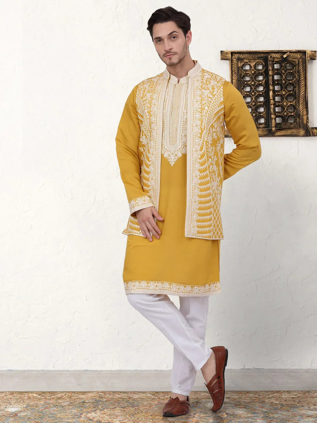 Yellow Silk Solid Indian Wear JOKPWCS_W_5054Mustard | DesiQlo