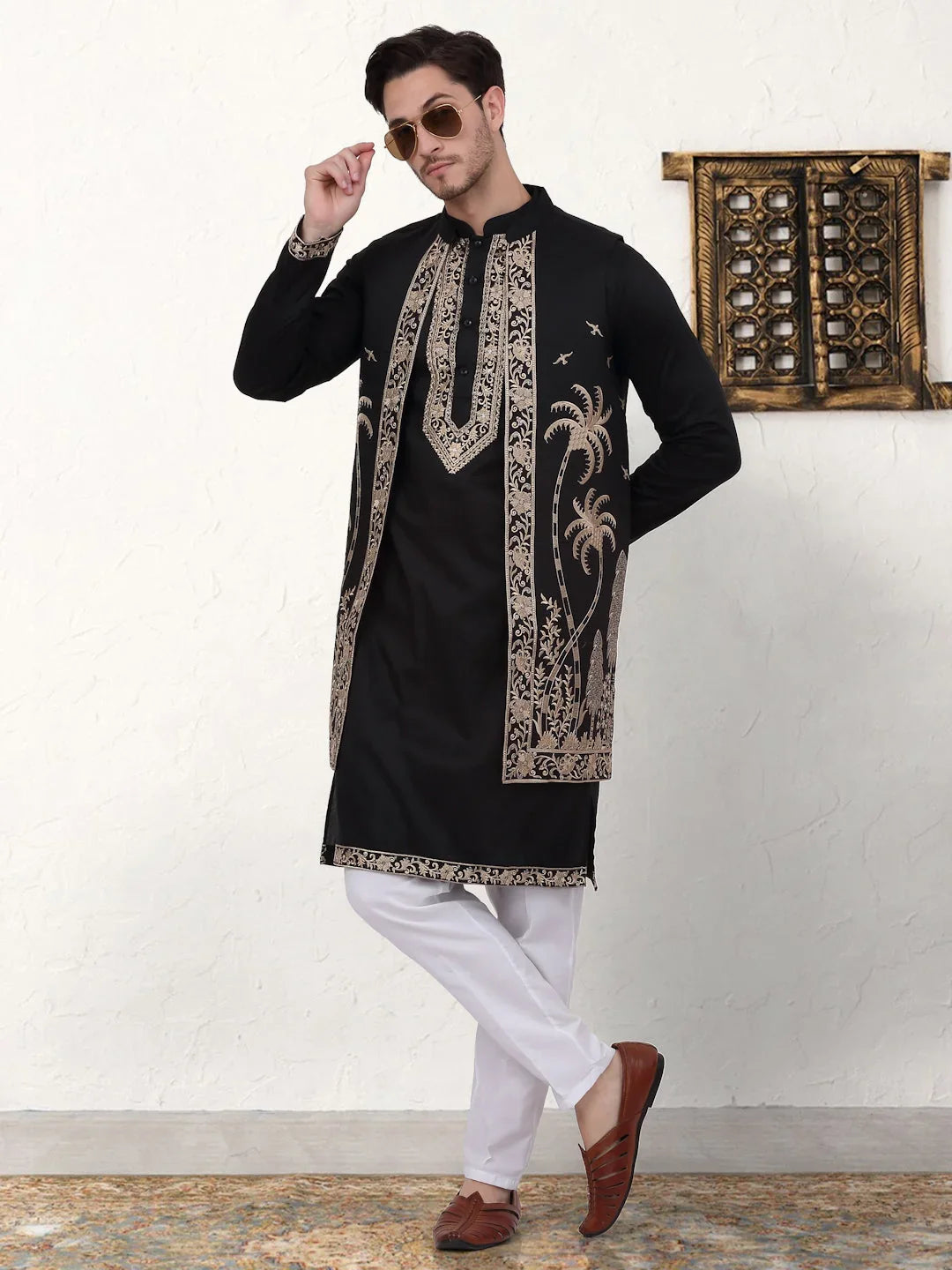 Black Silk Solid Indian Wear JOKPWCS_W_5080Black | DesiQlo