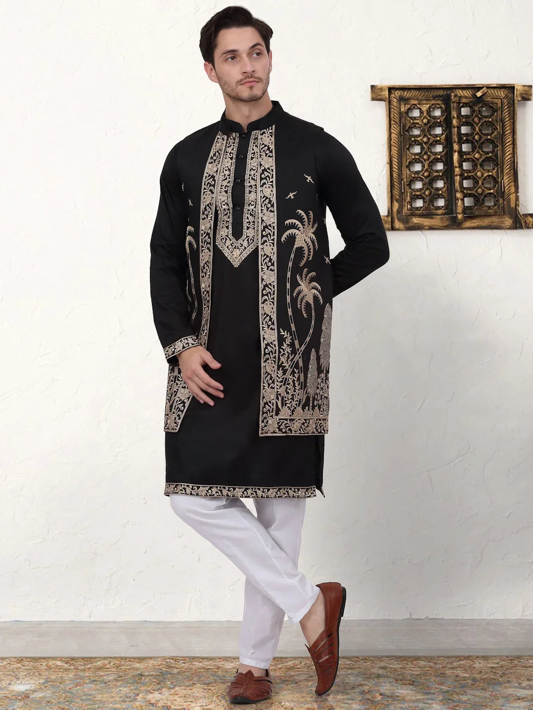Black Silk Solid Indian Wear JOKPWCS_W_5080Black | DesiQlo