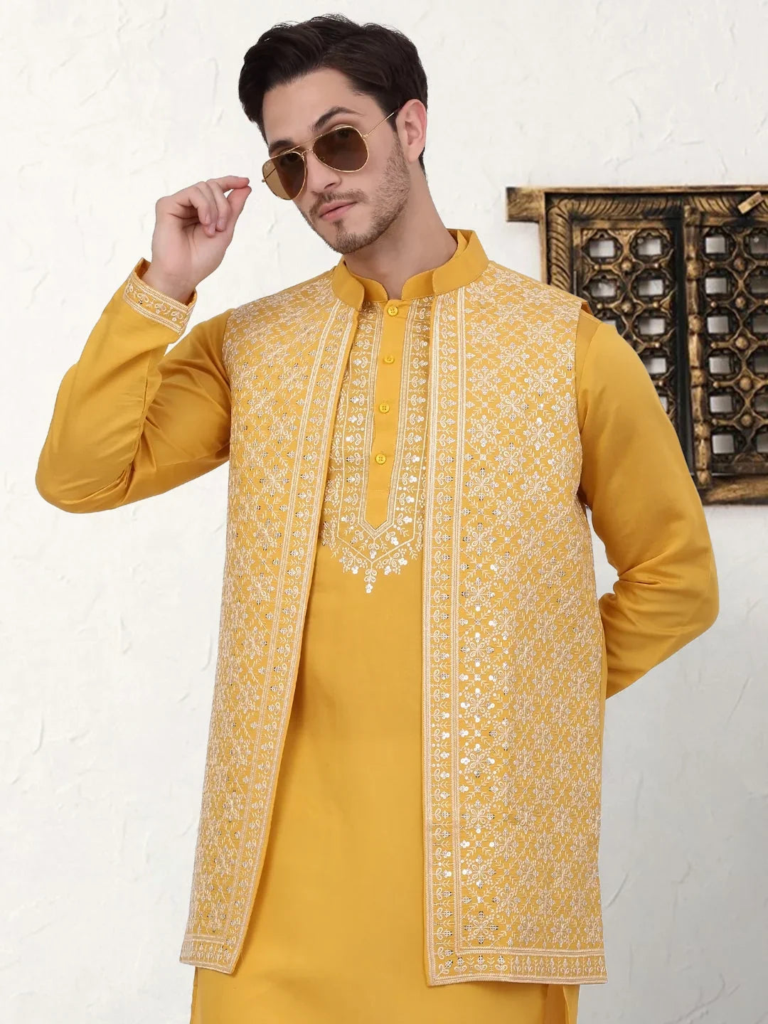 Yellow Silk Solid Indian Wear JOKPWCS_W_5081Mustard | DesiQlo