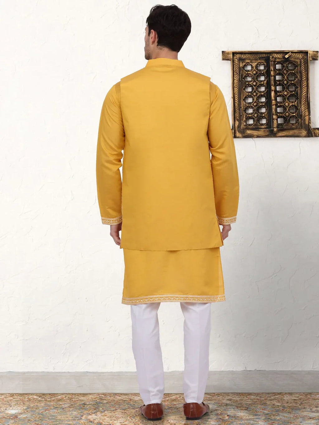 Men's Embroidered Waistcoat and Kurta Pyjama-JOKPWCS-WZ