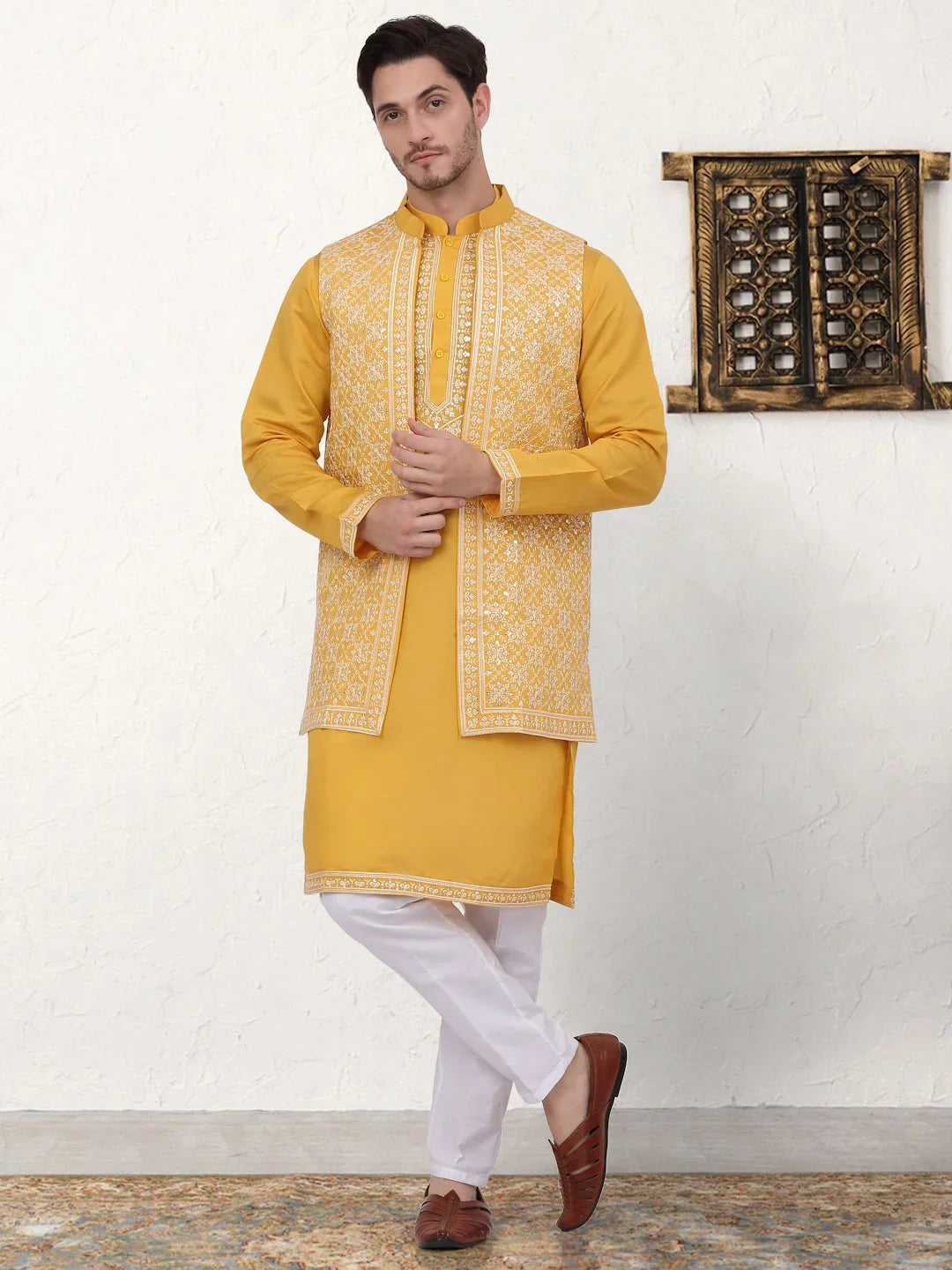 Yellow Silk Solid Indian Wear JOKPWCS_W_5081Mustard | DesiQlo