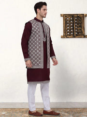 Men's Embroidered Waistcoat and Kurta Pyjama-JOKPWCS-WS