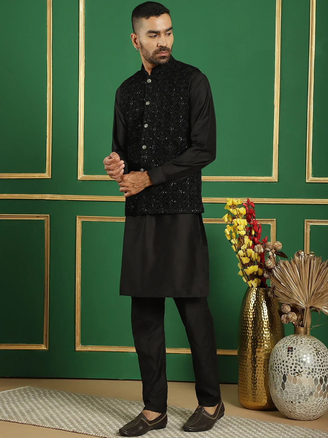 Black Velvet Solid Indian Wear JOKPWC_592B_4099Black | DesiQlo