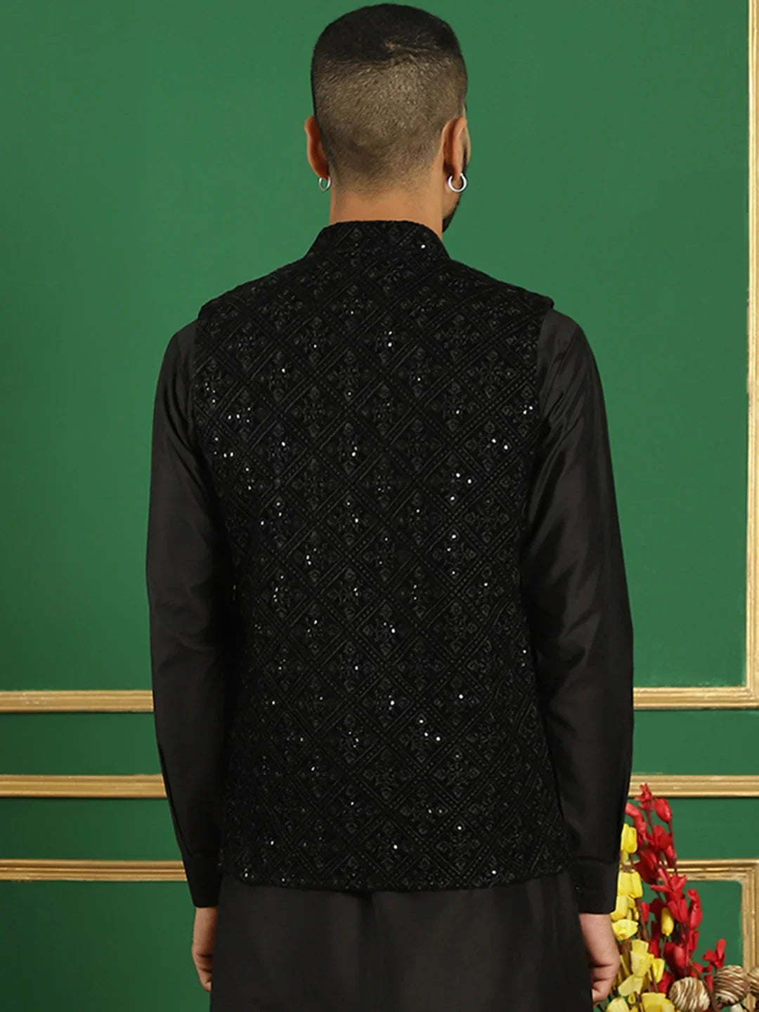 Black Velvet Solid Indian Wear for Men | DesiQlo India