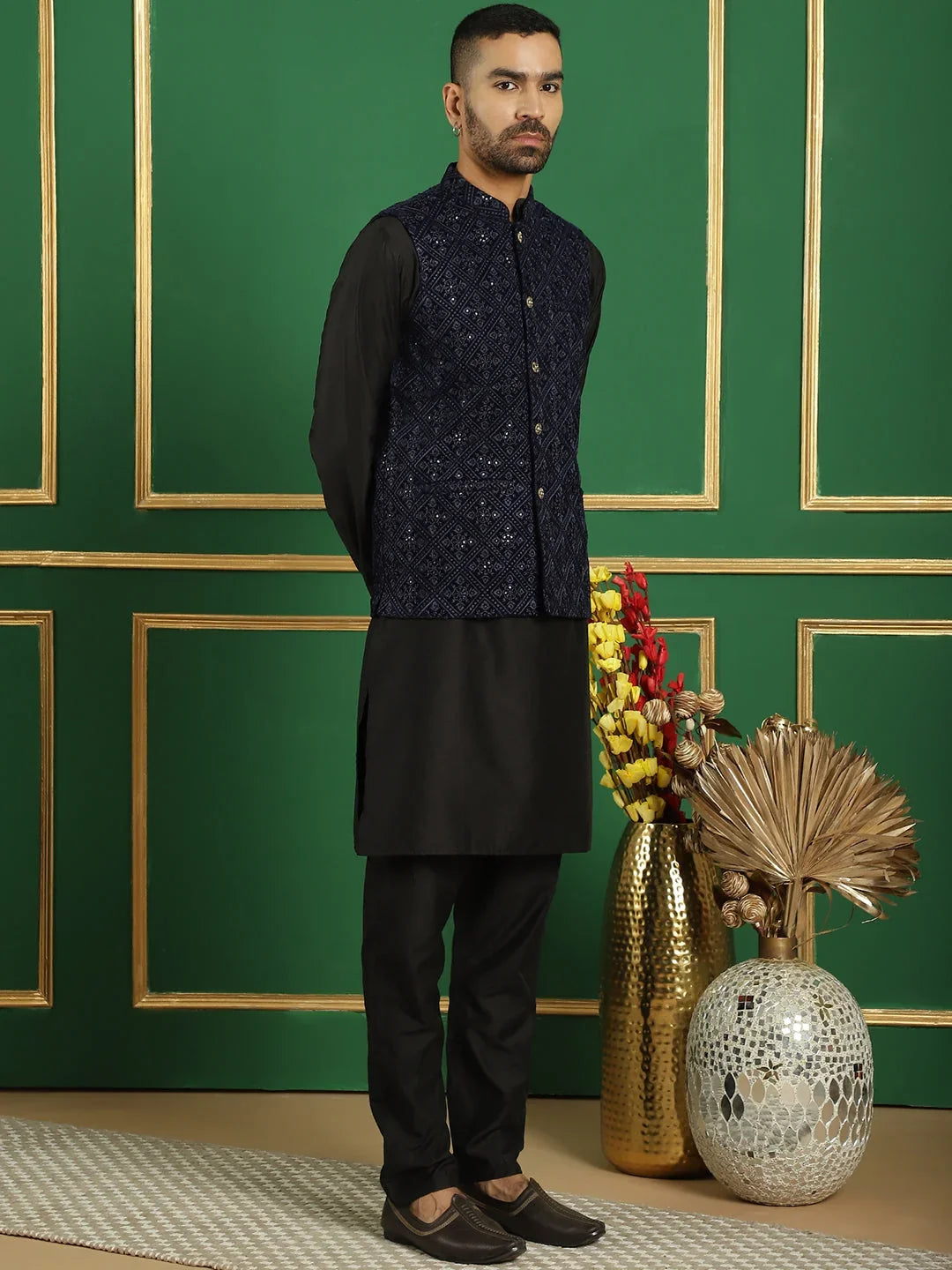 Blue Velvet Solid Indian Wear JOKPWC_592B_4099Navy | DesiQlo