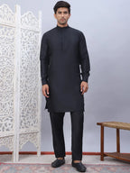 Embossed Nehru Jacket With Solid Kurta Pyjama Set-JOKPWC-52B