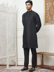 Embroidered Nehru Jacket With Solid Kurta Pyjama Set-JOKPWC-592BW