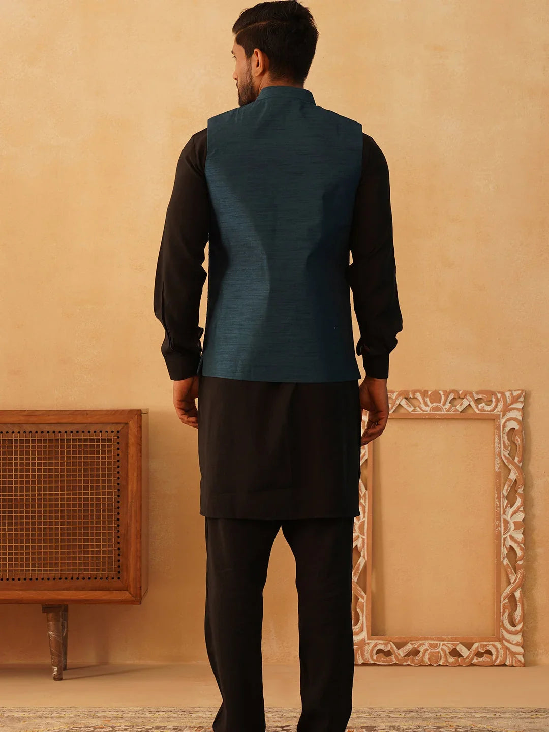 Green Silk Solid Indian Wear JOKPWC_592B_4103Teal | DesiQlo