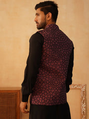 Embroidered Nehru Jacket With Solid Kurta Pyjama Set-JOKPWC-5912B