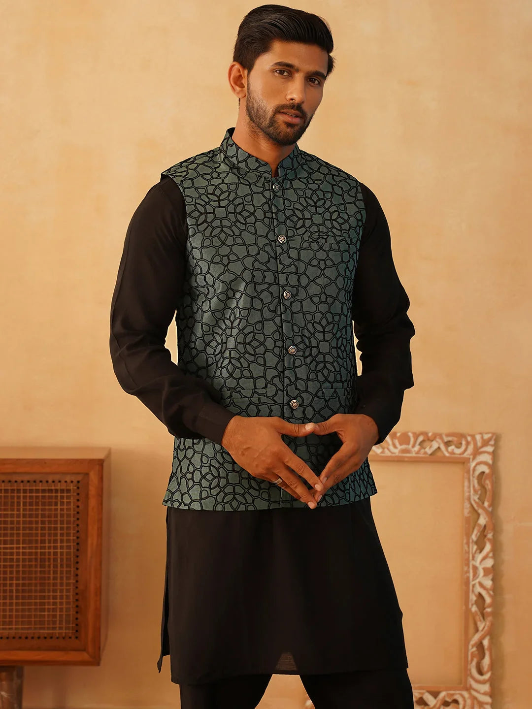 Green Silk Solid Indian Wear JOKPWC_592B_4106Teal | DesiQlo