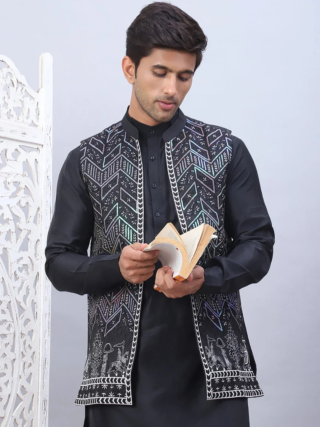 Black Silk Solid Indian Wear JOKPWC_592B_4111Black | DesiQlo