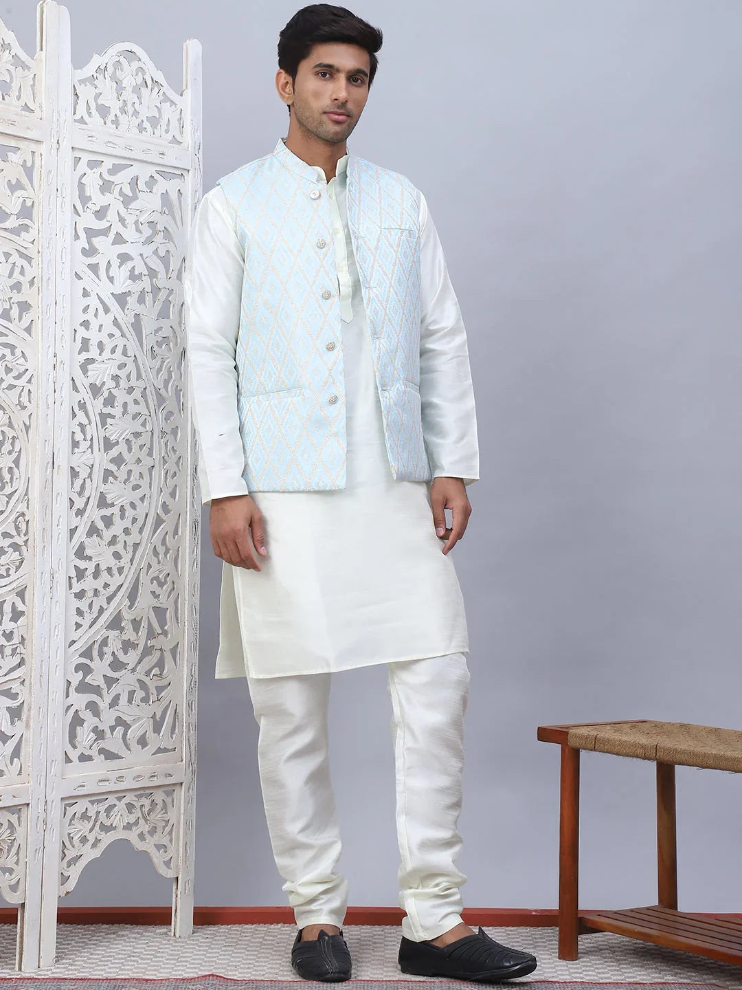 Blue Silk Solid Indian Wear JOKPWC_592W_4112Sky | DesiQlo