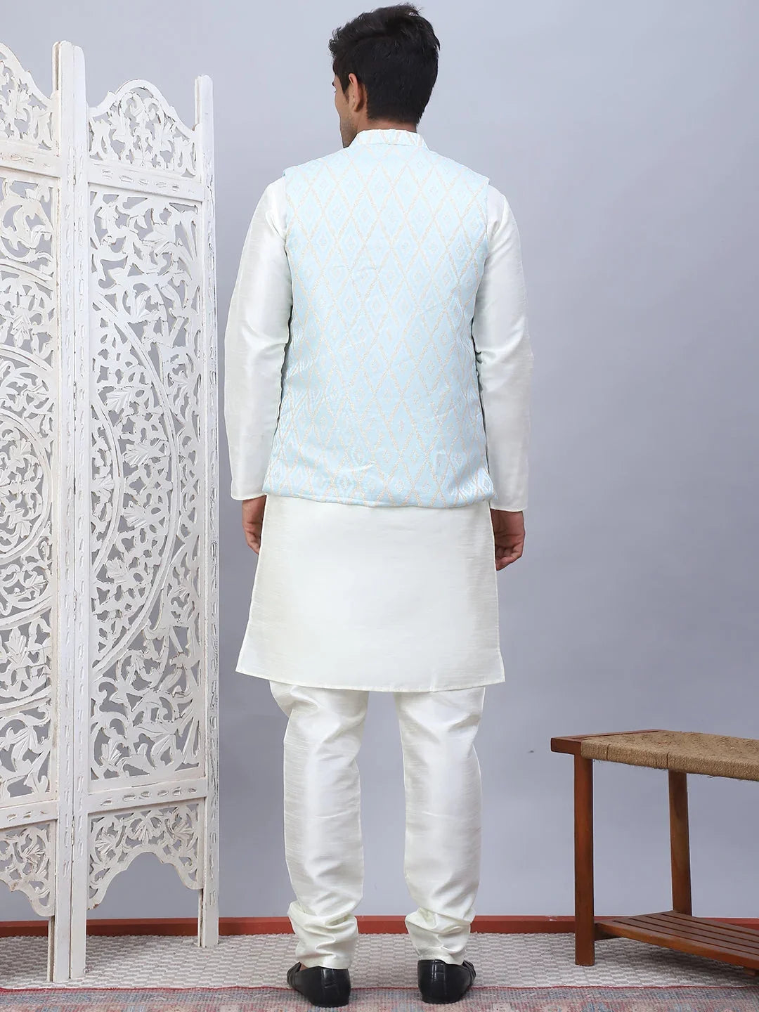 Blue Silk Solid Indian Wear JOKPWC_592W_4112Sky | DesiQlo