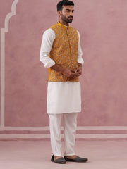 Festive Embroidered Nehru Jacket with Classic Kurta Pyjama ( JOKPWC 592W 4142 W 4142Mustard )