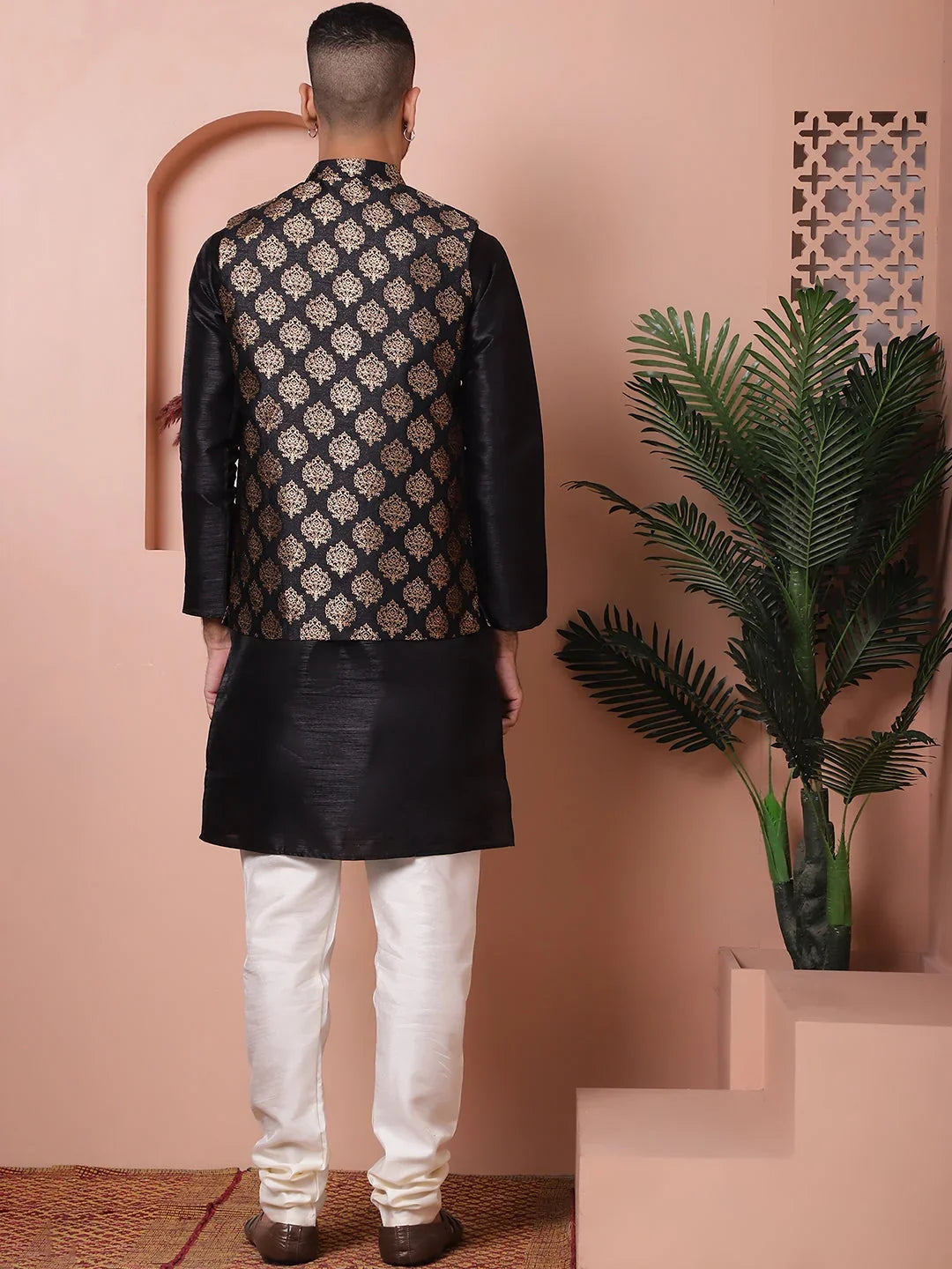 Black Silk Solid Indian Wear JOKPWC_636B_4032Black | DesiQlo