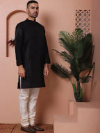 Men's Golden Woven Design Nehru Jacket With Solid Kurta Pyjama-JOKPWC-636B