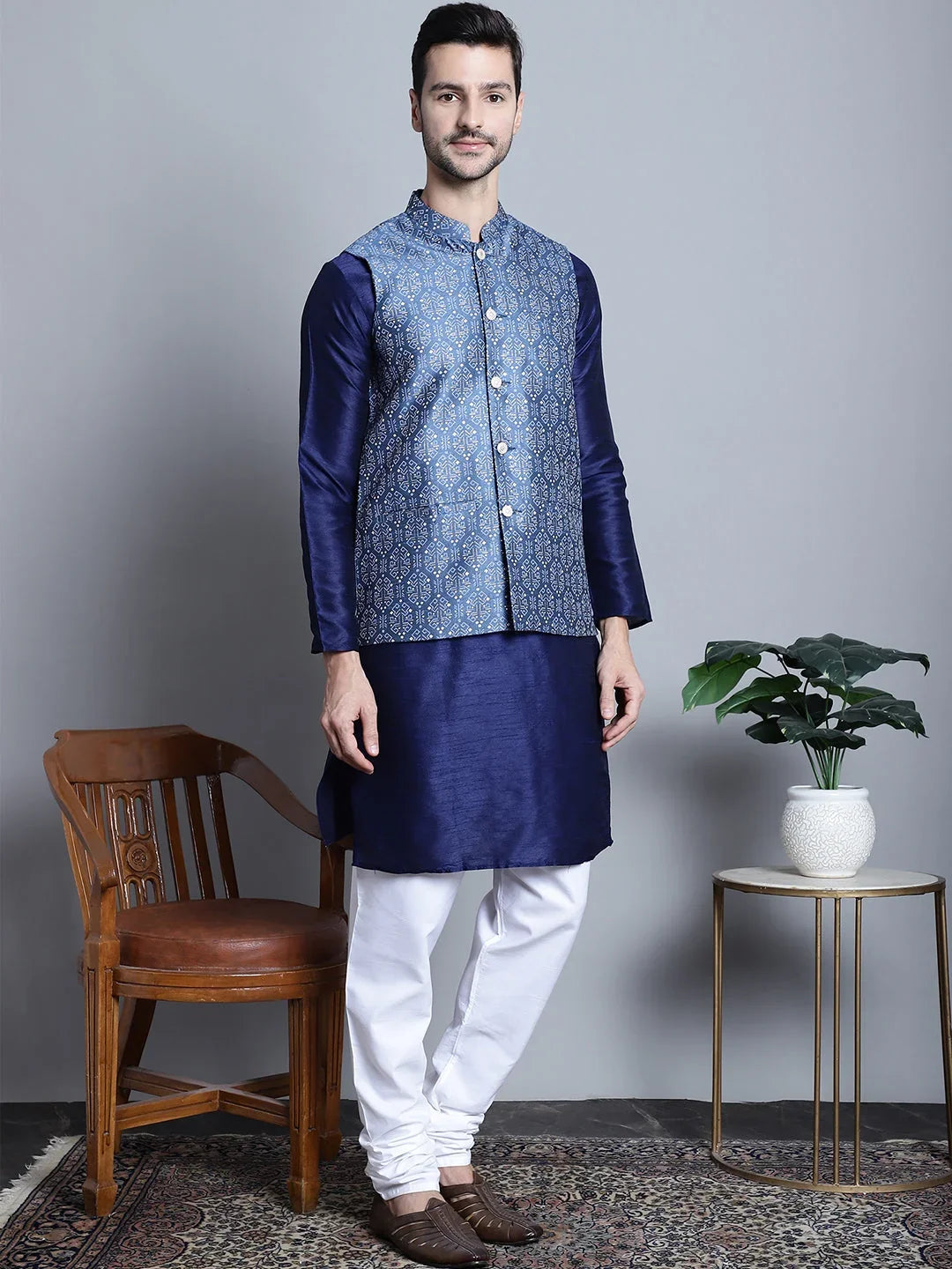 Blue Silk Solid Indian Wear JOKPWC_636N_4084Blue | DesiQlo