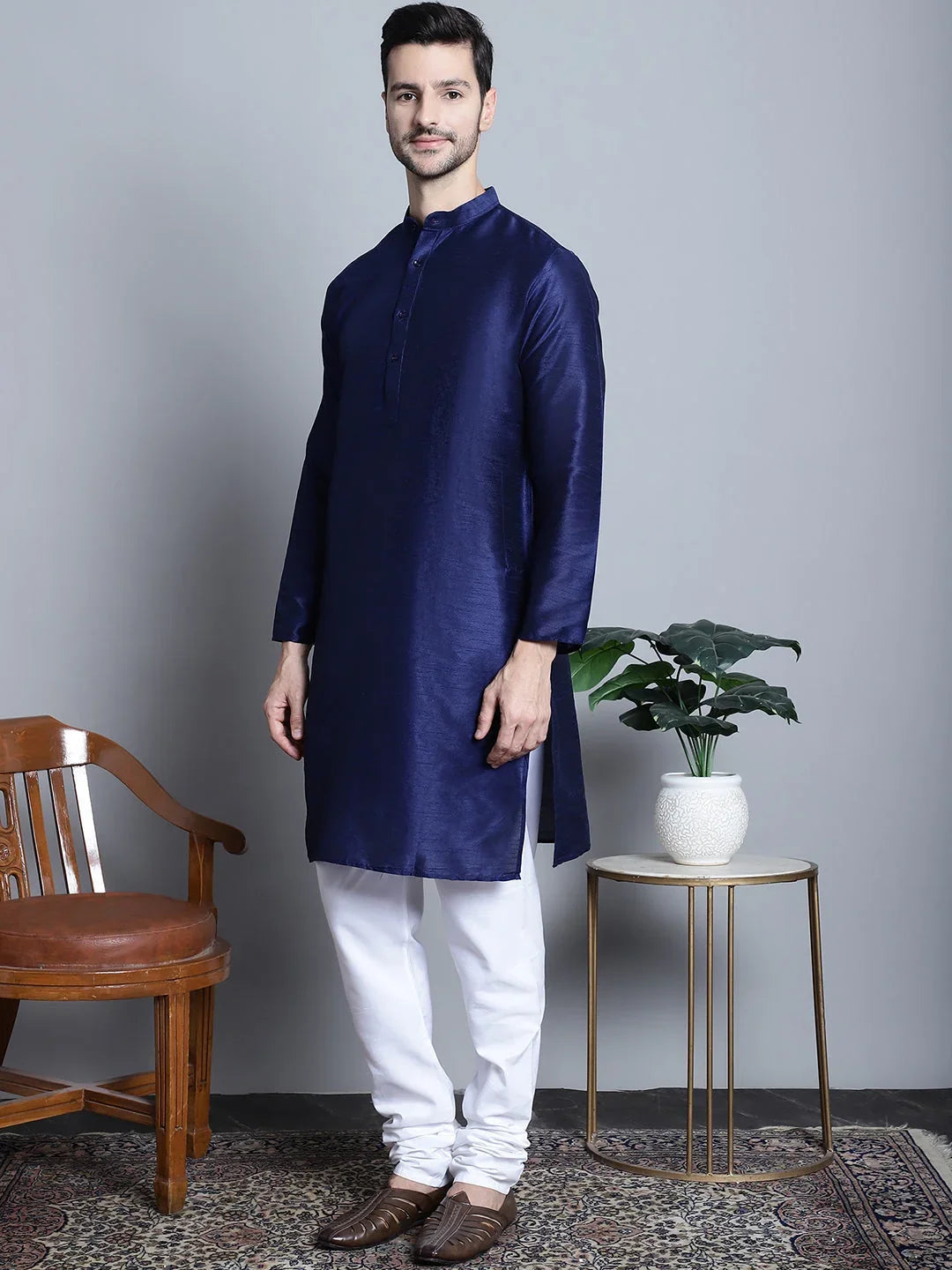 Blue Silk Solid Indian Wear JOKPWC_636N_4084Blue | DesiQlo