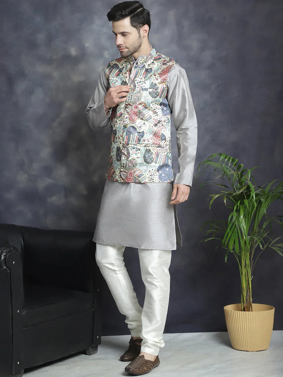 Blue Silk Solid Indian Wear JOKPWC_636S_4086Blue | DesiQlo