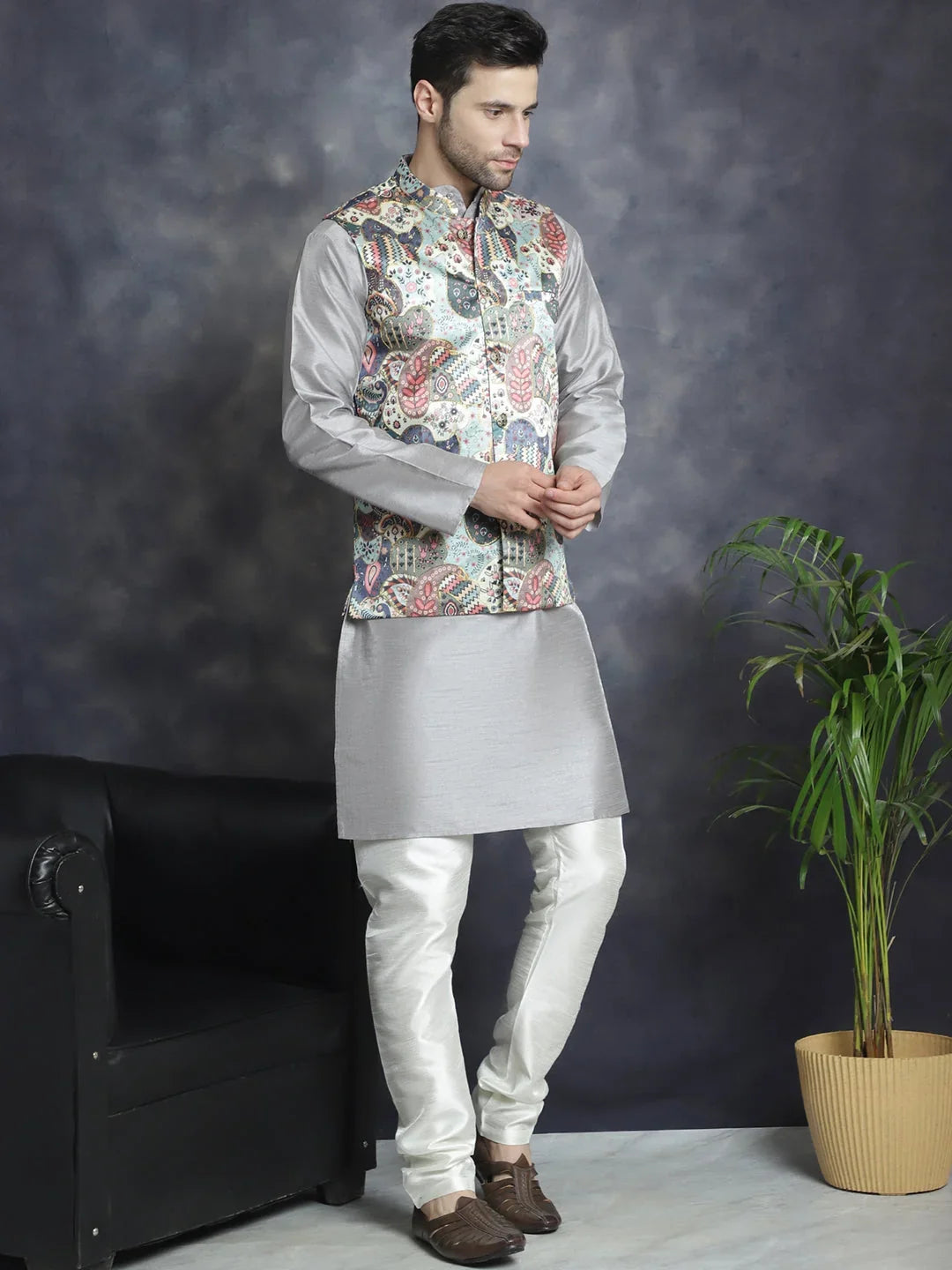 Blue Silk Solid Indian Wear JOKPWC_636S_4086Blue | DesiQlo
