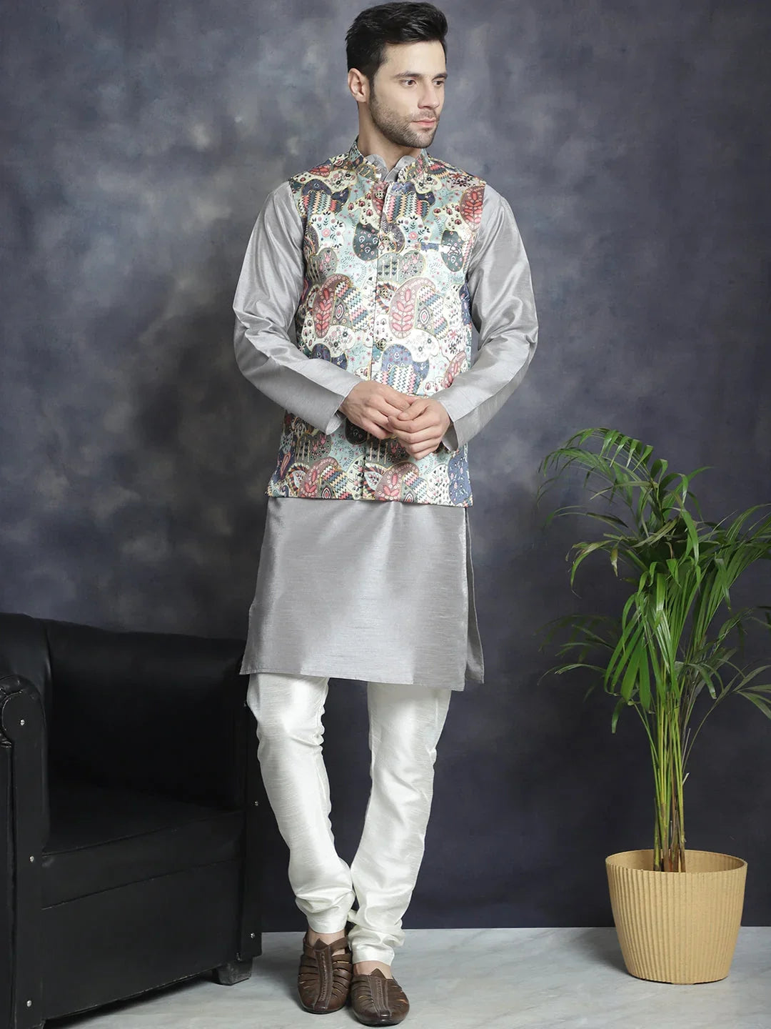 Blue Silk Solid Indian Wear JOKPWC_636S_4086Blue | DesiQlo