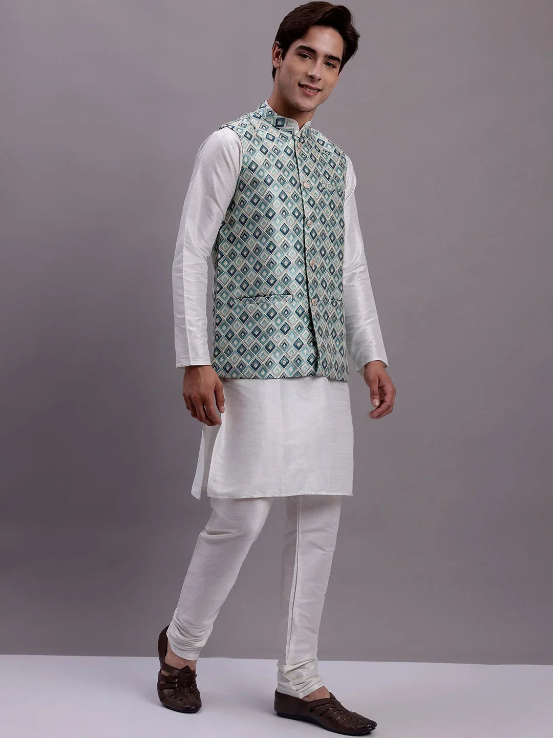 Blue Silk Solid Indian Wear JOKPWC_636W_4082Sky | DesiQlo