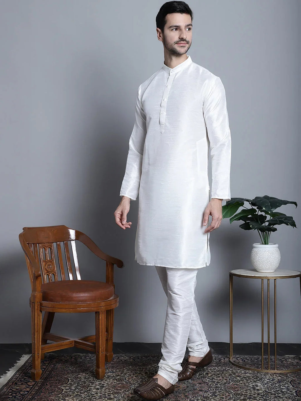 Men's Woven Design Comfy Nehru Jacket With Kurta Pyjama Set