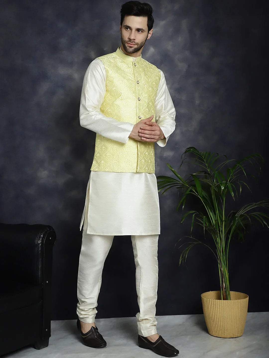 Yellow Silk Solid Indian Wear JOKPWC_636W_4096Yellow | DesiQlo
