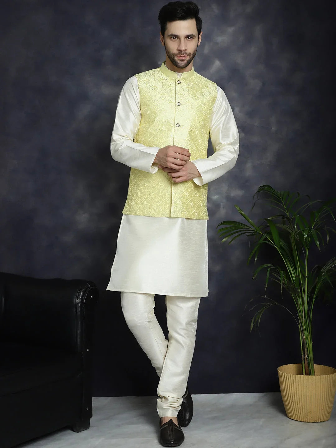 Yellow Silk Solid Indian Wear JOKPWC_636W_4096Yellow | DesiQlo