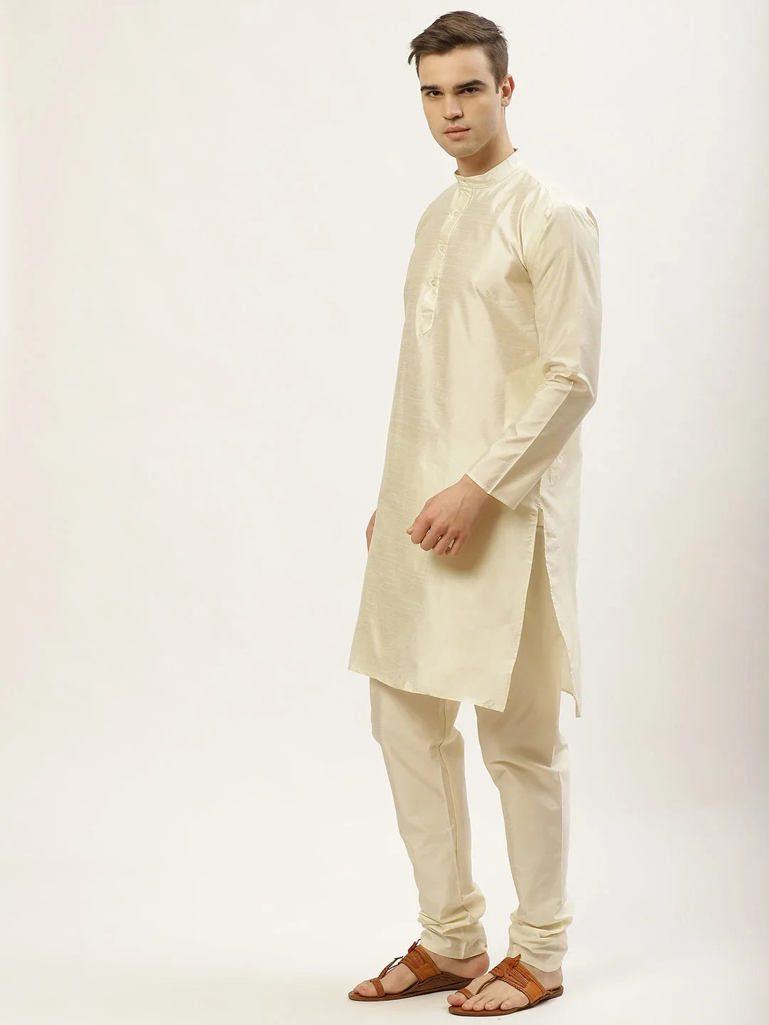 Men's Floral Printed Nehru Jacket and Kurta Pyjama Set