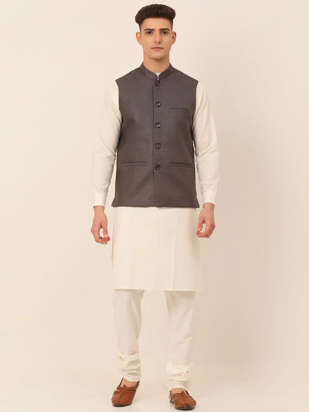 Grey Cotton Solid Indian Wear JOKPWC_W-F_4046Charcoal | DesiQlo